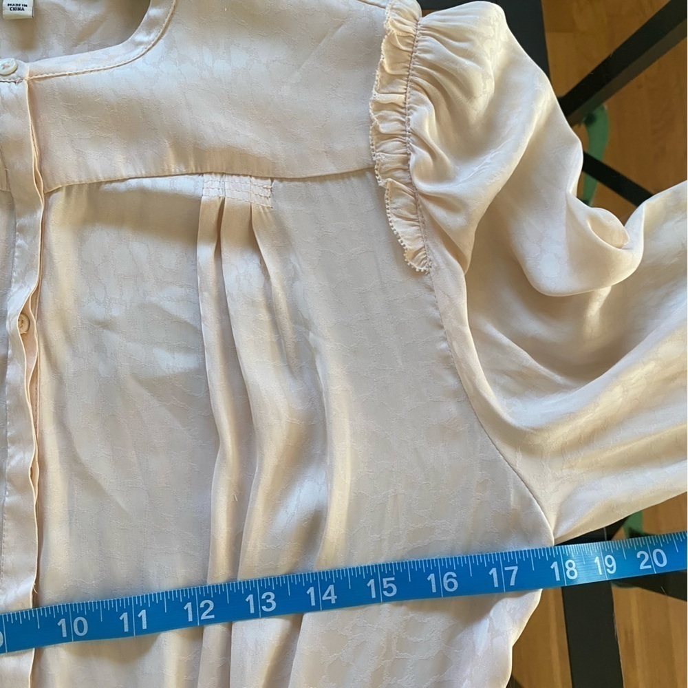Ladaire Cream Satin Elara Snake Texture Satin Long Sleeve Mini Dress Medium - Picture 12 of 16